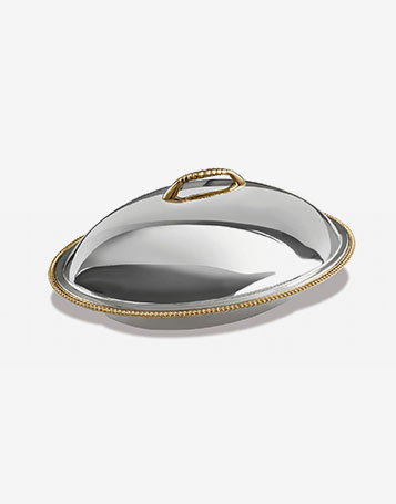Silver plated oval food container